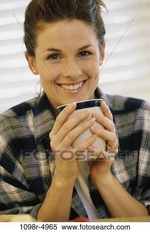 people, woman, smiling, coffee, mug, drinking, smile View Large Photo Image Stock Photography - people, woman, smiling, coffee, mug, drinking, smile. Fotosearch