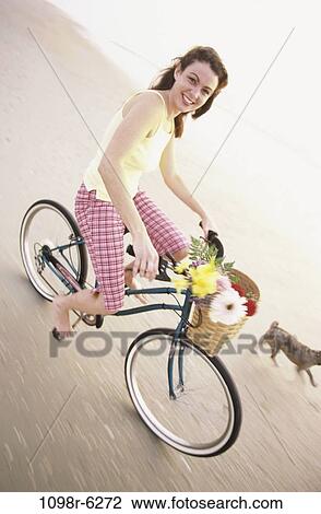 people, woman, walking, dog, bicycle, pet, beach View Large Photo Image Stock Image - people, woman, walking, dog, bicycle, pet, beach. Fotosearch