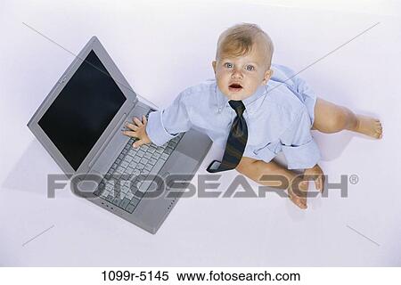 tie, baby, computer, laptop, business, future, using View Large Photo Image Stock Photography - tie, baby, computer, laptop, business, future, using. Fotosearch
