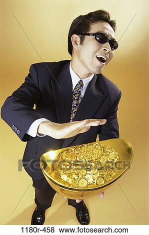 gold, Asian, sunglasses, business, humor, pot View Large Photo Image Stock Photo - gold, Asian, sunglasses, business, humor, pot. Fotosearch