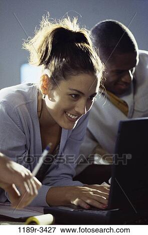 multiethnic, computer, laptop, business, education, using, students View Large Photo Image Stock Photo - multiethnic, computer, laptop, business, education, using, students. Fotosearch