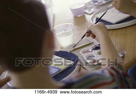 Stock Photo - people, art, painting, boy, child, paint. Fotosearch