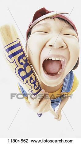 Stock Image - people, Asian, excited, enthusiastic, ball, baseball, boy. Fotosearch