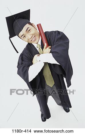 Picture - people, Asian, male, achievement, cap, endings, beginnings. Fotosearch