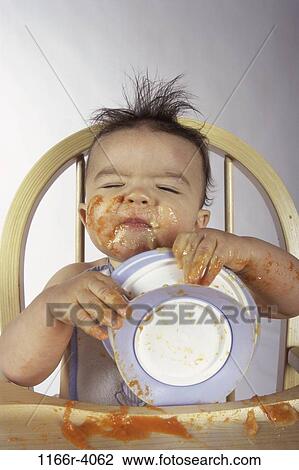 people, baby, bowl, messy, indoors, mess, Caucasian View Large Photo Image Stock Image - people, baby, bowl, messy, indoors, mess, Caucasian. Fotosearch
