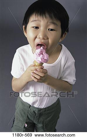 people, eating, Asian, licking, ice cream, boy, child View Large Photo Image Stock Photo - people, eating, Asian, licking, ice cream, boy, child. Fotosearch
