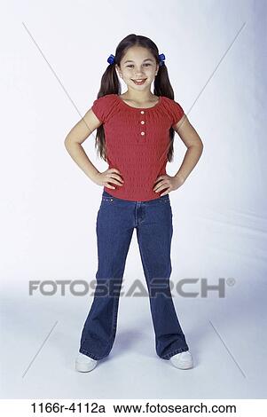 Stock Image - people, girl, child, posing, brunette, indoors, Caucasian. Fotosearch
