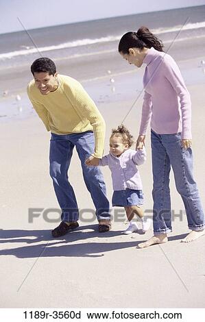 Stock Image - people, hands, Hispanic, beach, holding, family, daughter. Fotosearch