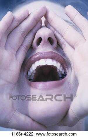 people, hands, woman, shouting, nose, face, teeth View Large Photo Image Stock Image - people, hands, woman, shouting, nose, face, teeth. Fotosearch