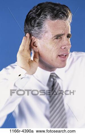 Stock Image - people, Middle-aged, brunette, indoors, Caucasian, deaf. Fotosearch