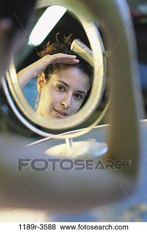 people, reflection, woman, Hispanic, mirror, beauty, brunette View Large Photo Image Stock Photo - people, reflection, woman, Hispanic, mirror, beauty, brunette. Fotosearch