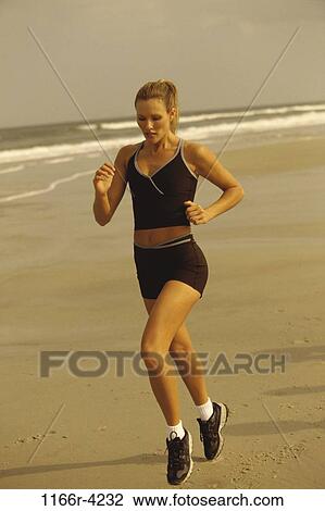 people, running, woman, beach, blond, Caucasian, run View Large Photo Image Stock Image - people, running, woman, beach, blond, Caucasian, run. Fotosearch