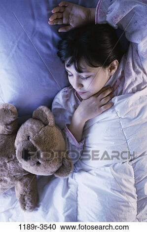 people, sleeping, bed, girl, child, teddy bear, brunette View Large Photo Image Stock Image - people, sleeping, bed, girl, child, teddy bear, brunette. Fotosearch