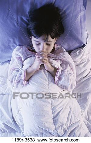 people, sleeping, bed, girl, child, pray, brunette View Large Photo Image Stock Photo - people, sleeping, bed, girl, child, pray, brunette. Fotosearch