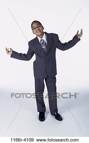 Stock Photo - people, suit, boy, business, humor, indoors, African-American. Fotosearch