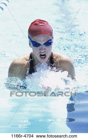 Picture - people, water, woman, swimming, outdoors, Caucasian, sport. Fotosearch