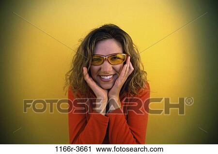 people, woman, sunglasses, brunette, indoors, Caucasian, young adult View Large Photo Image Stock Image - people, woman, sunglasses, brunette, indoors, Caucasian, young adult. Fotosearch