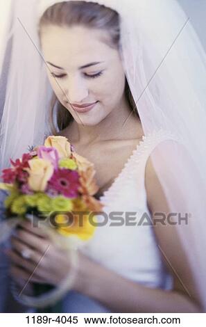 people, woman, wedding, bouquet, veil, bride View Large Photo Image Stock Photography - people, woman, wedding, bouquet, veil, bride. Fotosearch