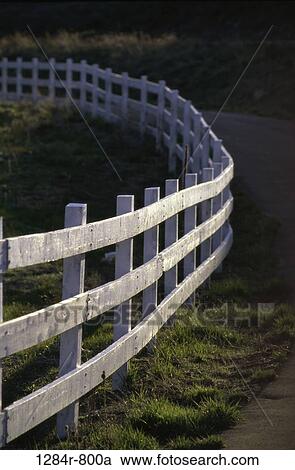 Stock Image - fence, road, rural, path, rails, pathway, wooden. Fotosearch
