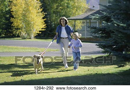 grass, people, lawn, walking, dog, mother, pet View Large Photo Image Stock Image - grass, people, lawn, walking, dog, mother, pet. Fotosearch