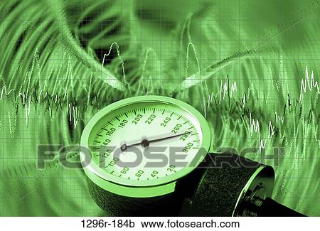 Stock Image - green, dial, monitor, graph, measurement, health, measure. Fotosearch
