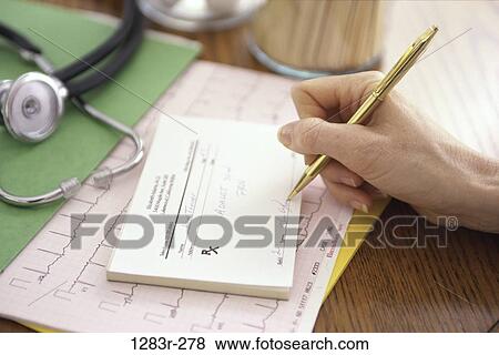 hand, desk, doctor, prescription, stethoscope, electrocardiogram, writing View Large Photo Image Stock Photo - hand, desk, doctor, prescription, stethoscope, electrocardiogram, writing. Fotosearch