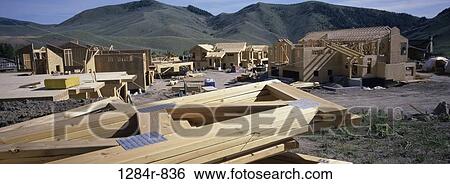 Stock Photograph - industry, construction, houses, residential, panoramic, frames. Fotosearch