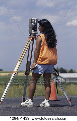 industry, woman, Hispanic, survey, outdoors, surveying View Large Photo Image Stock Photo - industry, woman, Hispanic, survey, outdoors, surveying. Fotosearch