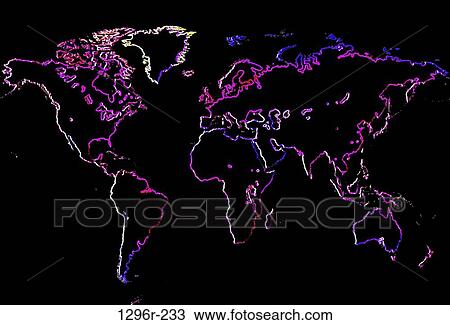 Stock Image - map, global, continents, geography, Maps flat. Fotosearch