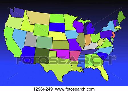 Stock Photo - , map, states, USA, continent, North America. Fotosearch