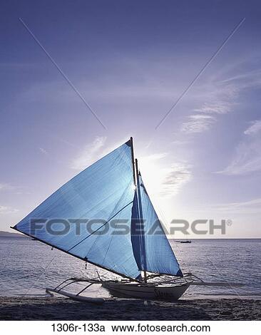 Stock Image - ocean, boat, transportation, sailboat, sail, catamaran. Fotosearch