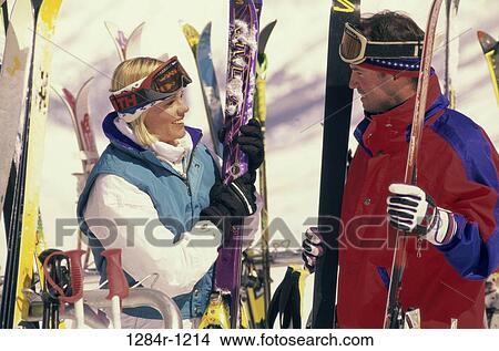 people, couple, skiing, outdoors, sports, goggles View Large Photo Image Picture - people, couple, skiing, outdoors, sports, goggles. Fotosearch
