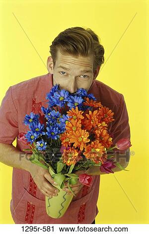people, smelling, flowers, romantic, blond, vase View Large Photo Image Stock Image - people, smelling, flowers, romantic, blond, vase. Fotosearch
