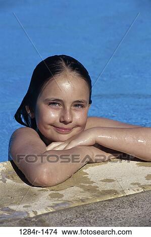 Picture - people, swim, water, pool, swimming, girl, outdoors. Fotosearch