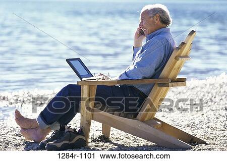 Stock Image - people, talking, senior, computer, laptop. Fotosearch