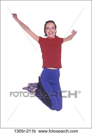 people, woman, jump, smiling, jumping, excitement, excited View Large Photo Image Stock Image - people, woman, jump, smiling, jumping, excitement, excited. Fotosearch