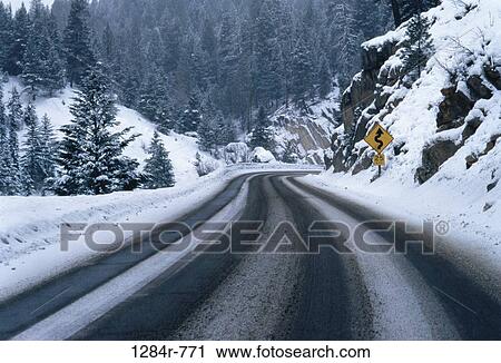 snow, road, winter, nature, dangerous, curve View Large Photo Image Stock Image - snow, road, winter, nature, dangerous, curve. Fotosearch