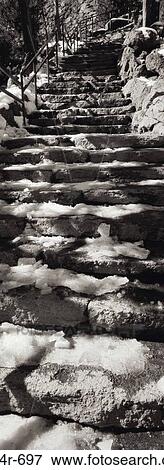 snow, steps, stairs, winter, nature, covered, black and white View Large Photo Image Stock Photo - snow, steps, stairs, winter, nature, covered, black and white. Fotosearch