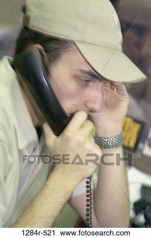 Stock Image - telephone, talking, phone, business, cap. Fotosearch