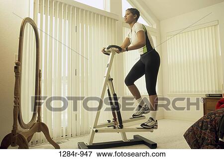 Stock Photo - woman, blinds, healthy, health, sports, exercise. Fotosearch
