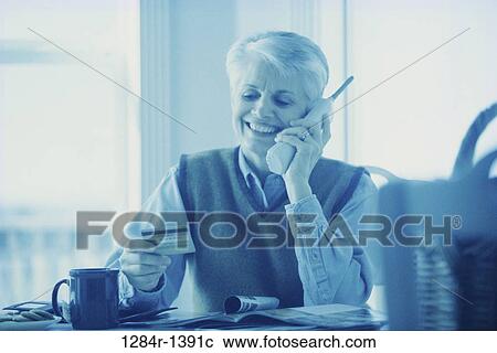 woman, telephone, senior, blue, phone, shopping View Large Photo Image Stock Image - woman, telephone, senior, blue, phone, shopping. Fotosearch