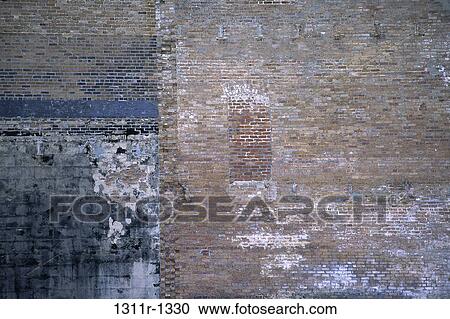 Stock Image - brick, urban, wall, background, old, worn. Fotosearch