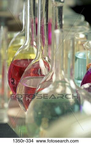 Picture - industry, research, laboratory, chemicals, flasks, Industry research. Fotosearch