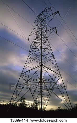 industry, tower, dusk, evening, cables, power, dangerous View Large Photo Image Picture - industry, tower, dusk, evening, cables, power, dangerous. Fotosearch