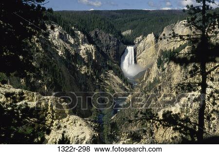 Lower Yellowstone Falls, Yellowstone National Park, Wyoming, USA View Large Photo Image Stock Photo - Lower Yellowstone Falls, Yellowstone National Park, Wyoming, USA. Fotosearch
