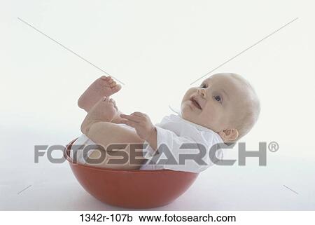 Stock Image - people, baby, bowl, Caucasian, Babies various. Fotosearch