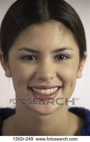 Stock Photo - people, Hispanic, brunette, teenager, female. Fotosearch