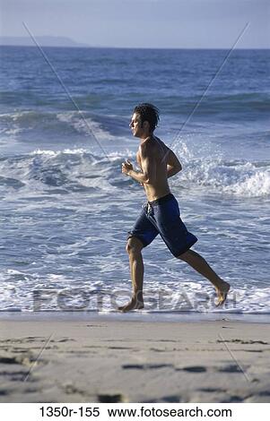 Stock Photography - people, running, beach, Caucasian, run. Fotosearch