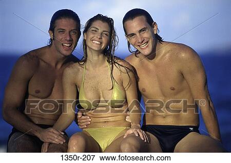 people, smiling, beach, friends, posing, happiness, brunette View Large Photo Image Stock Photo - people, smiling, beach, friends, posing, happiness, brunette. Fotosearch