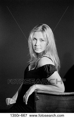 people, woman, blond, black and white, fashion, indoors View Large Photo Image Stock Photo - people, woman, blond, black and white, fashion, indoors. Fotosearch